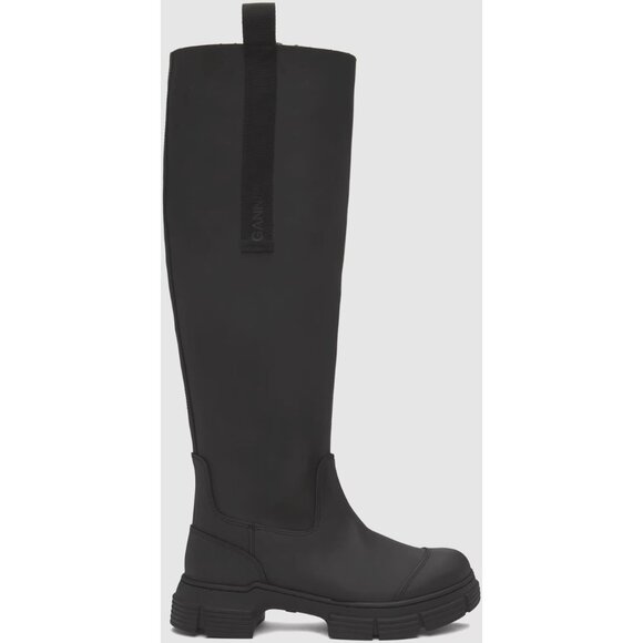 Ganni Recycled Rubber Country Boots Size 38 US 8 Black $375 - Picture 1 of 14